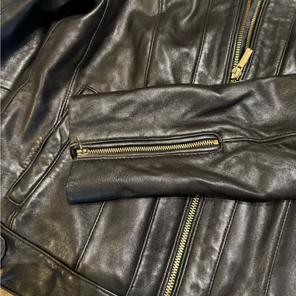 Cole Haan Black Leather Moto Jacket - Picture 7 of 7